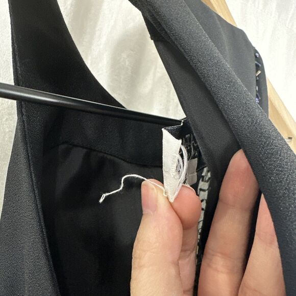 Je Matadi By Sean Mehta Black Embellished Formal Maxi Dress Sheer Womens Size 4 - Picture 12 of 12